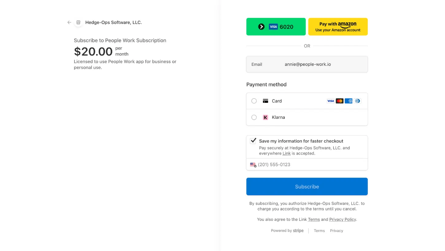 payment page