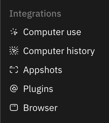 Plugins under Integrations in ChatGPT settings