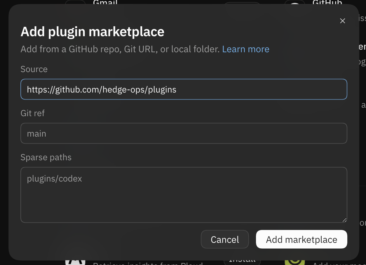 The People Work plugin marketplace source, Git ref, and sparse path